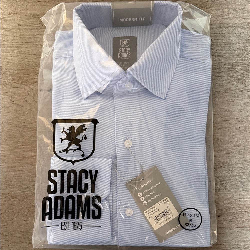 Stacy Adams Light Blue Modern Fit Dress Shirt